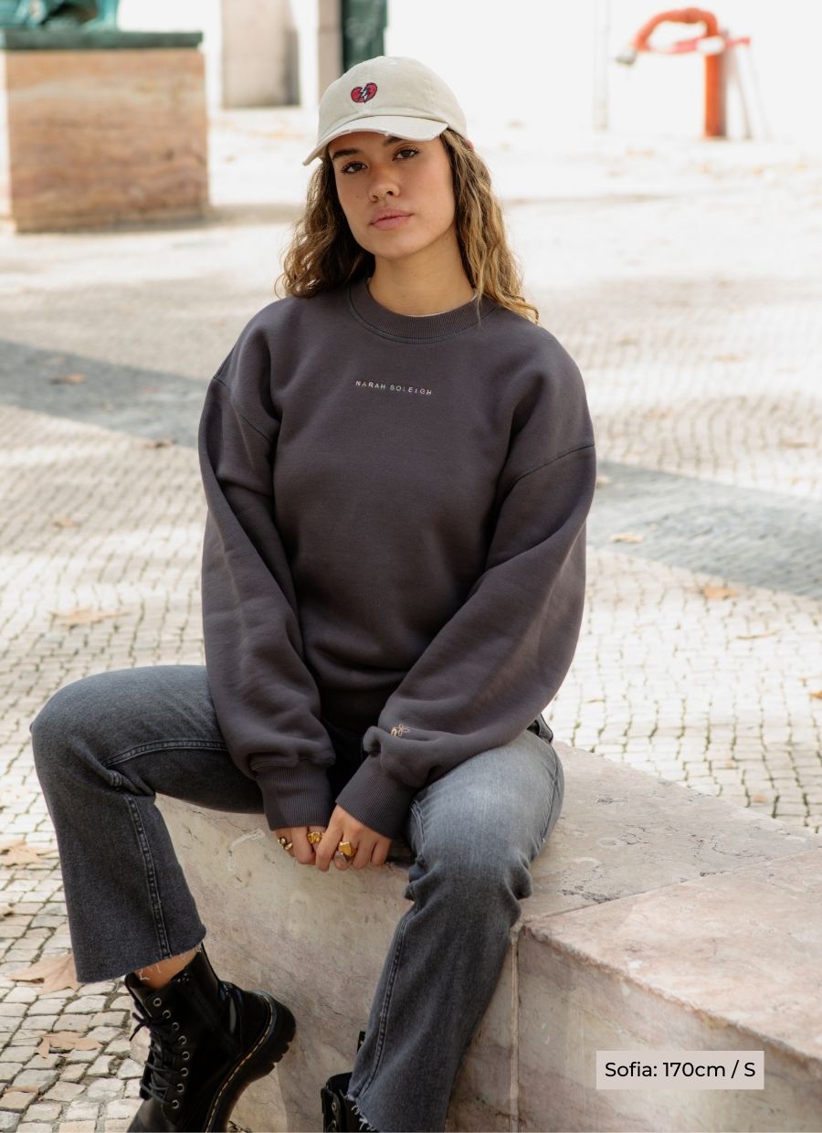 Heavyweight Logo Sweatshirt - Dark Grey - Narah Soleigh | Luxe Line